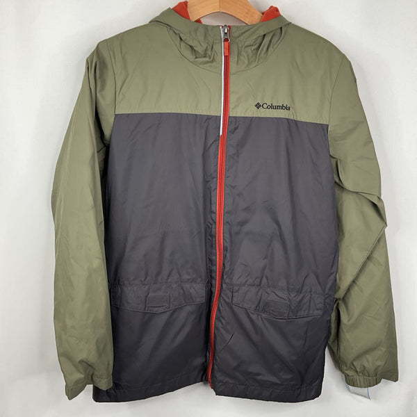 Size 14-16: Columbia Green/Blue Zip-Up Rain Coat