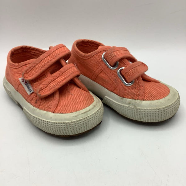 Size 6: Superga Orange Velcro Strap Sneakers