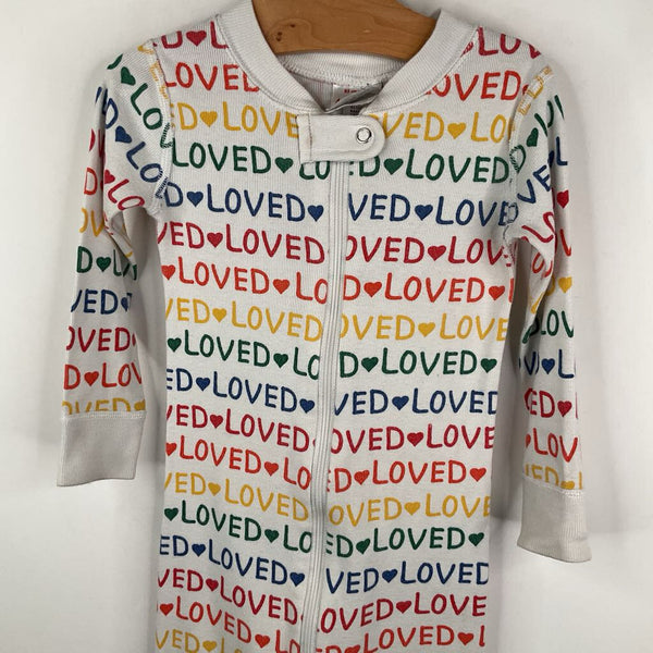 Size 2 (85): Hanna Andersson White/Colorful "Loved" Print 1pc PJs