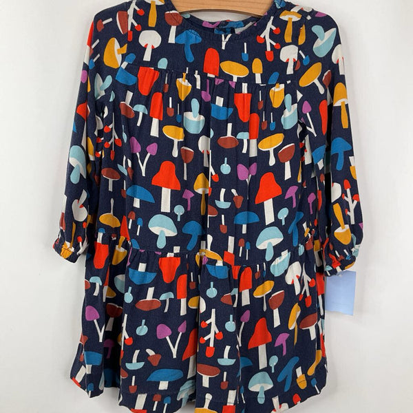 Size 3 (90): Hanna Andersson Blue/Colorful Mushroom Print Long Sleeve Dress