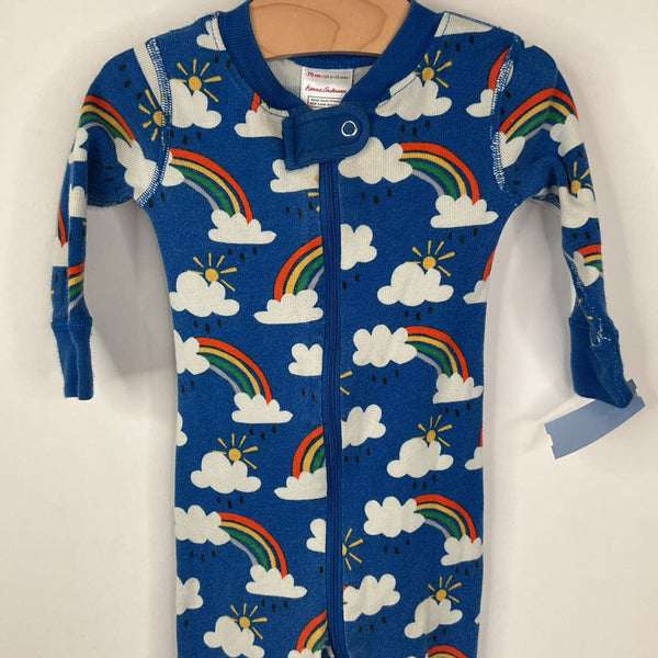 Size 6-12m (70): Hanna Andersson Blue Rainbow Print 1pc PJs