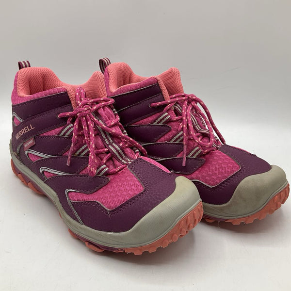 Size 3.5Y: Merrell Pink Waterproof Lace-Up Hiking Shoes