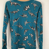 Size 6-7 (120): Hanna Andersson Blue Skeleton Dinosaurs 2pc PJs