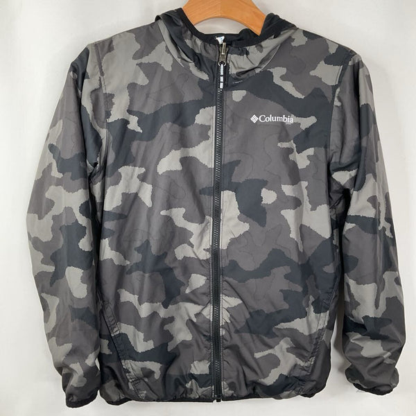 Size 10-12: Columbia Grey/Black Camo Reversible Windbreaker
