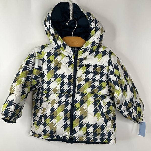 Size 2: Columbia White/Green/Blue Reversible Puffer Winter Coat