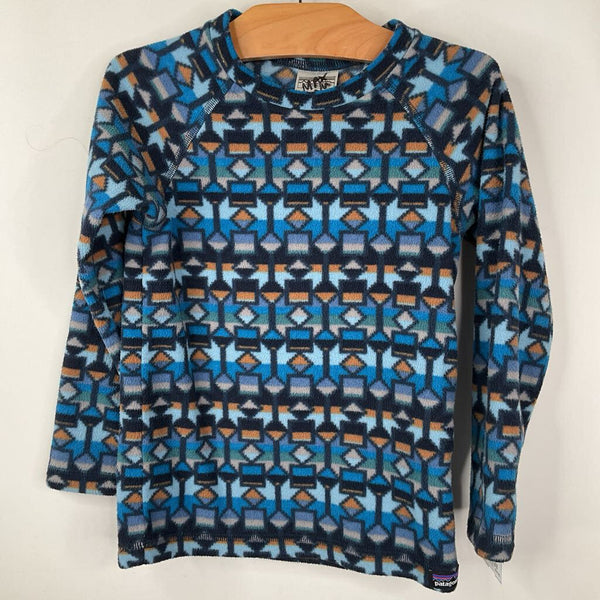 Size 5: Patagonia Blue Patterned Fleece Long Sleeve Shirt