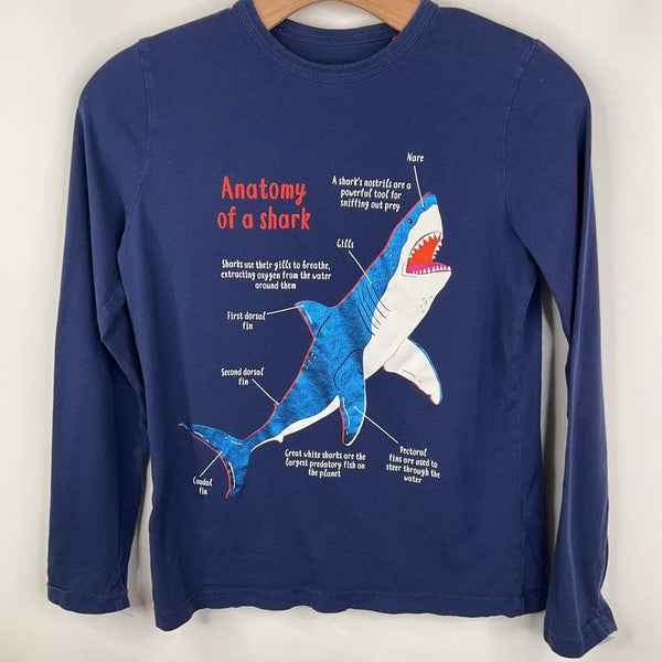 Sizer 11-12: Mini Boden Blue Shark Print Long Sleeve Shirt
