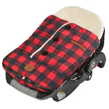 JJ Cole Bundle Me Red/Black Plaid Fleece Lined Stroller Blanket/Bunting