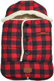 JJ Cole Bundle Me Red/Black Plaid Fleece Lined Stroller Blanket/Bunting