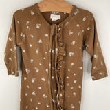 Size 6-12m: Jamie Kay Brown/White Floral Pattern 1pc Footy PJs