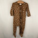 Size 6-12m: Jamie Kay Brown/White Floral Pattern 1pc Footy PJs