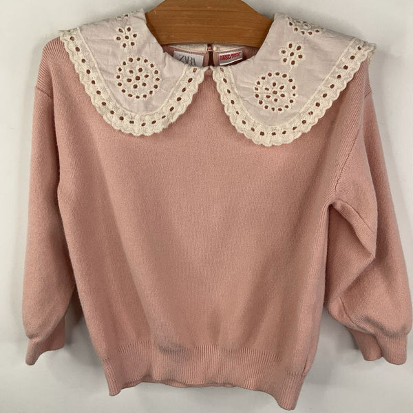 Size 3-4: Zara Pink/White Collared Sweater