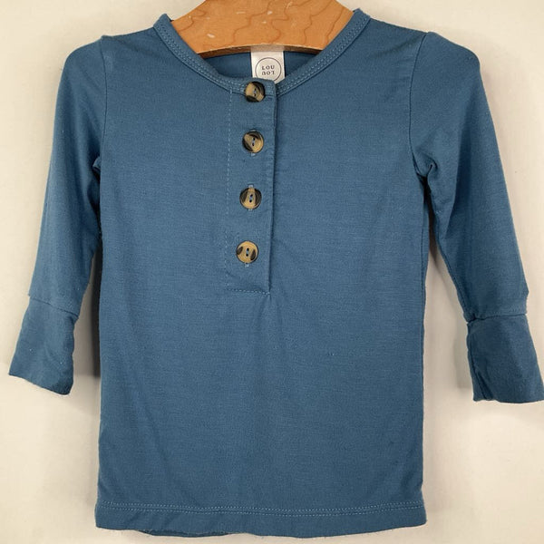 Size 3-6m: Lou Lou Blue Henley Long Sleeve Shirt