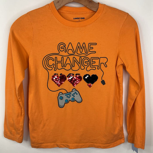 Size 8: Lands End Orange Sequin Flip Long Sleeve Shirt
