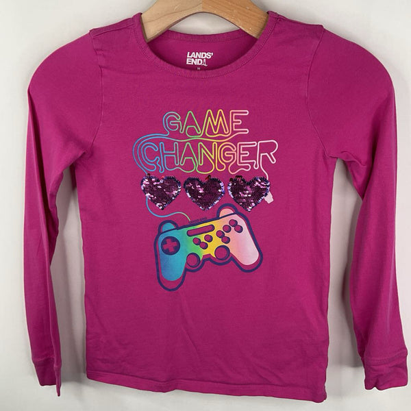 Size 8: Lands End Pink Sequin Flip Long Sleeve Shirt