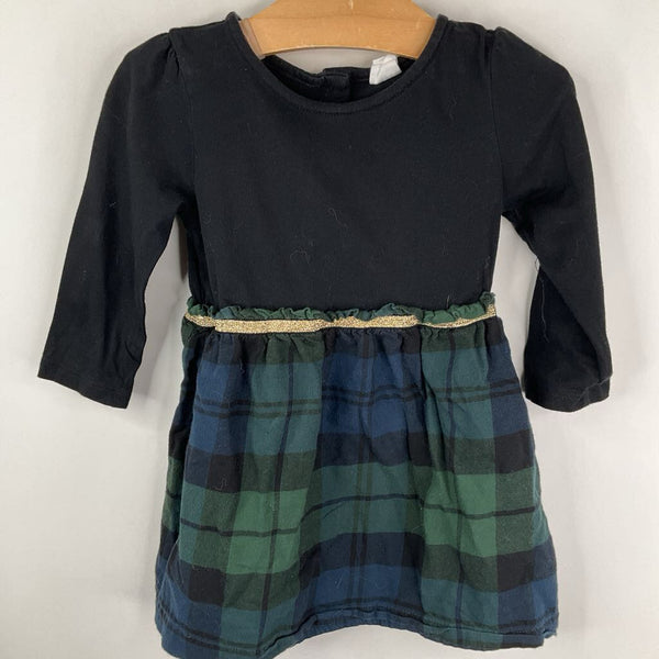 Size 2: Gap Black/Red & Blue Checkered Long Sleeve Dress