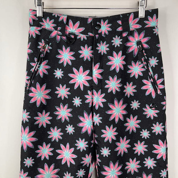 Size 10-12: Turbine Black/Pink/Blue Floral Snow Pants