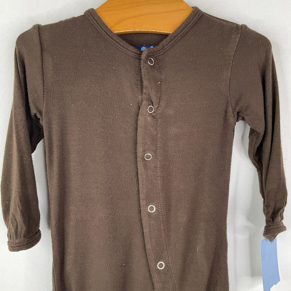 Size 9-12m: Kickee Brown Bamboo Snap Footy PJs