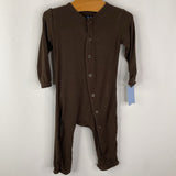 Size 9-12m: Kickee Brown Bamboo Snap Footy PJs