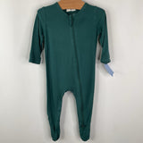 Size 3-6m: Kyte Green Bamboo Zip Footy PJs