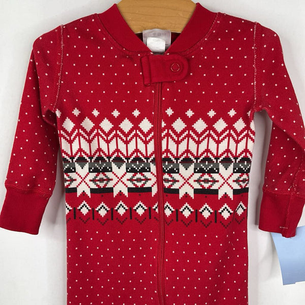Size 3-6m (60): Hanna Andersson Red/White Fair Isle 1pc Zip Holiday PJs