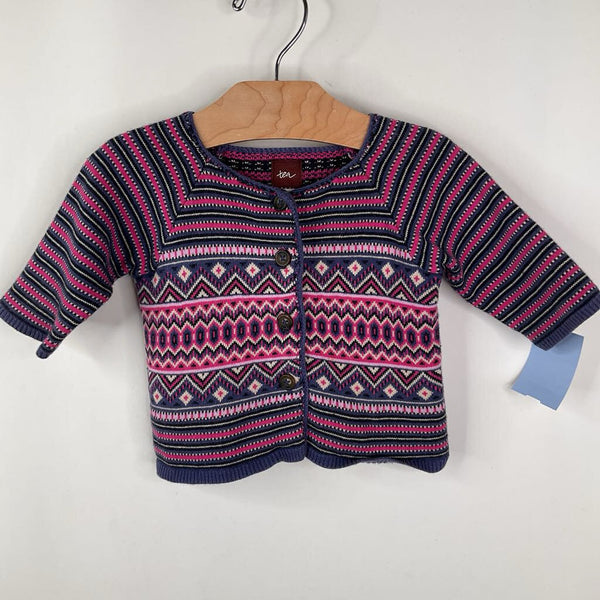 Size 3-6m: Tea Purple/Pink Diamonds Button-Up Cardigan