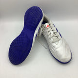 Size 5.5Y: Adidas White/Blue Lace-Up Indoor Soccer Cleats