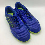Size 5.5Y: Adidas Blue/Green Lace-Up Indoor Soccer Cleats