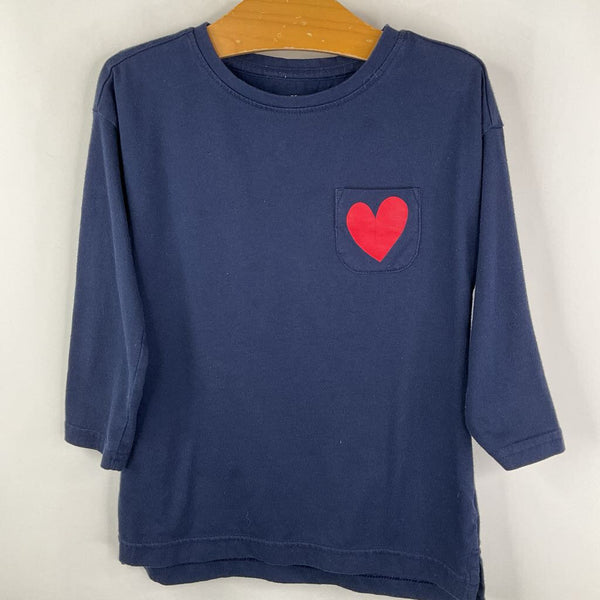 Size 4-5: Primary Navy/Red Heart Long Sleeve Shirt