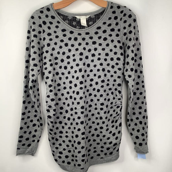 Size S: H&M Maternity Gray/Black Polka Dots Long Sleeve Sweater