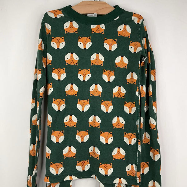 Size 12 (150): Hanna Andersson Green/Orange Foxes Organic Cotton 2pc PJs