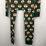 Size 12 (150): Hanna Andersson Green/Orange Foxes Organic Cotton 2pc PJs