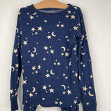 Size 12 (150): Hanna Andersson Navy/White Stars Organic Cotton 2pc PJs