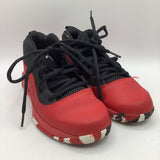 Size 1Y: Under Armour Red/Black Lace-Up Sneakers