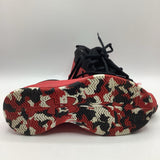 Size 1Y: Under Armour Red/Black Lace-Up Sneakers