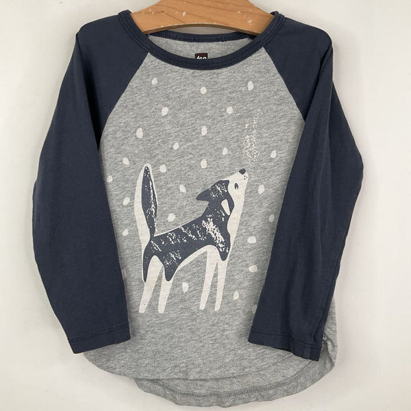 Size 18-24m: Tea Collection Heathered Gray/Navy Wolf Raglan Long Sleeve Shirt