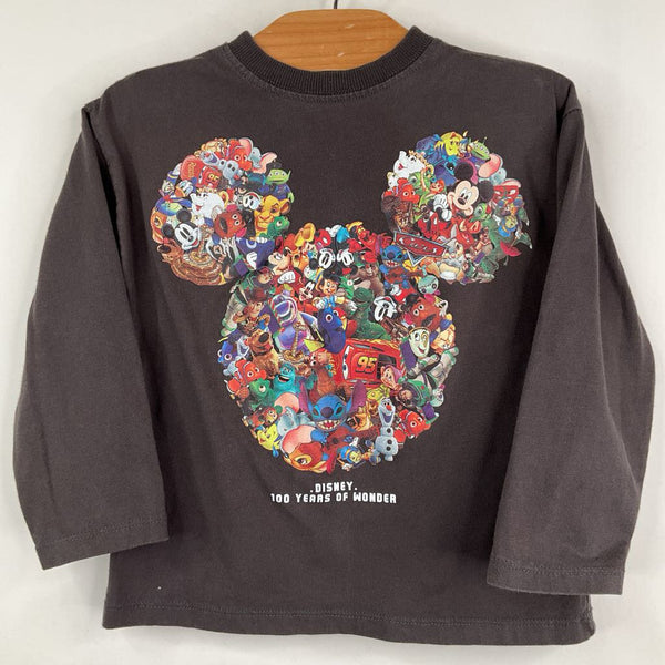 Size 3-4: Zara Heathered Dark Gray Disney Characters Long Sleeve Pocket Shirt