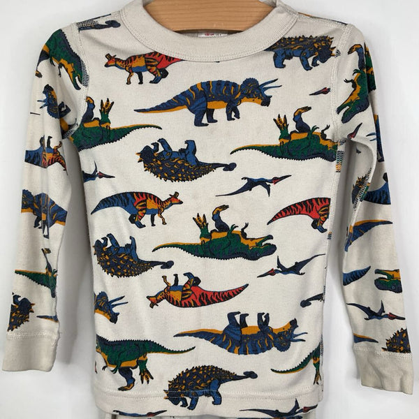 Size 4 (100): Hanna Andersson White/Colorful Dinosaur 2pc PJs