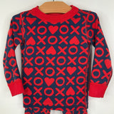 Size 3 (90): Hanna Andersson Blue/Red "XOXO" 2pc PJs