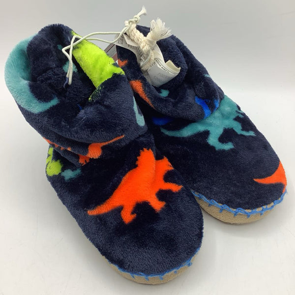 Size 8-10: Hatley Blue/Colorful Dinosaur Print Cozy Slippers- NEW W/Tag