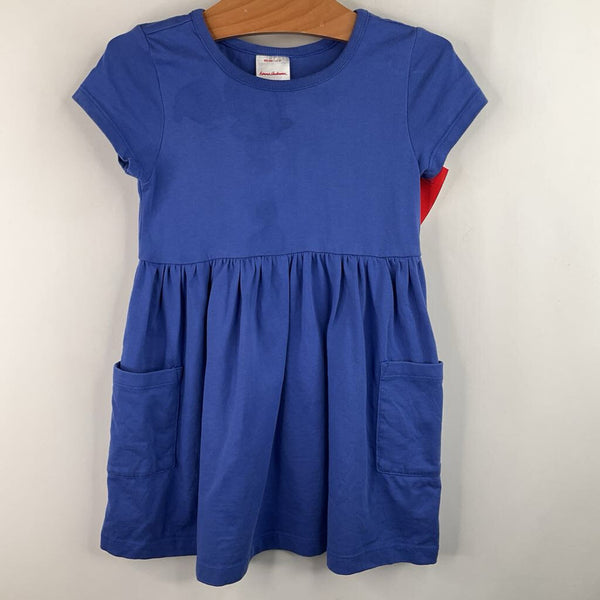 Size 3 (90): Hanna Andersson Blue w. Pocket Short Sleeve Dress