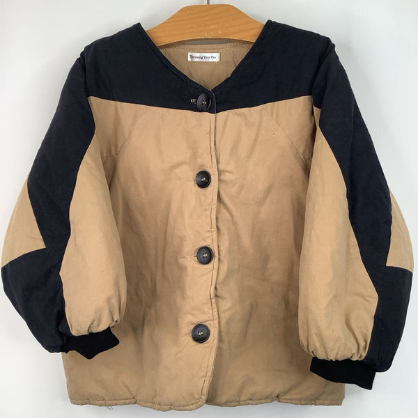 Size 5 Throwing Tiny Fits Tan/Black Button Up Coat