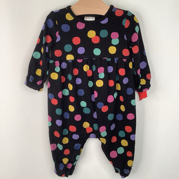 Size 6-12m (70): Hanna Andersson Black/Colorful Polka Dots Romper