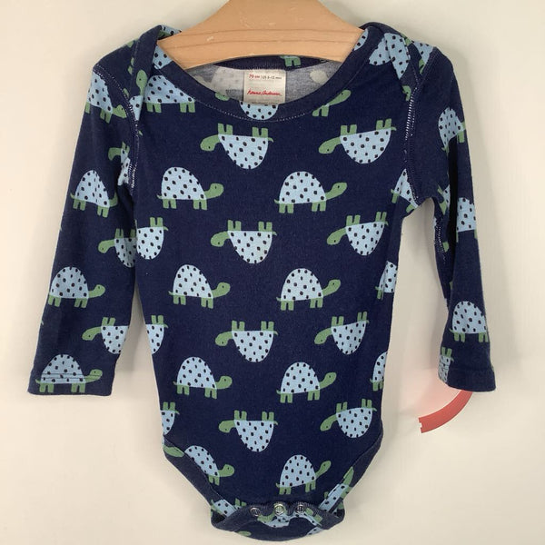 Size 6-12m (70): Hanna Andersson Blue Turtle Print Long Sleeve Onesie