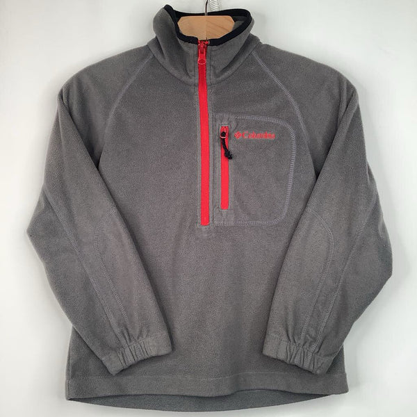 Size 8: Columbia Grey/Red Zip-Up Fleece Coat