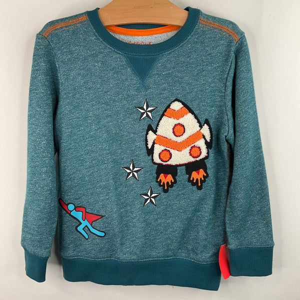 Size 5: Cat & Jack Blue Rocket Ship Print Sweatshirt