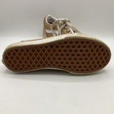 Size 3Y: Vans White/Golden Shimmery Lace-Up Sneakers