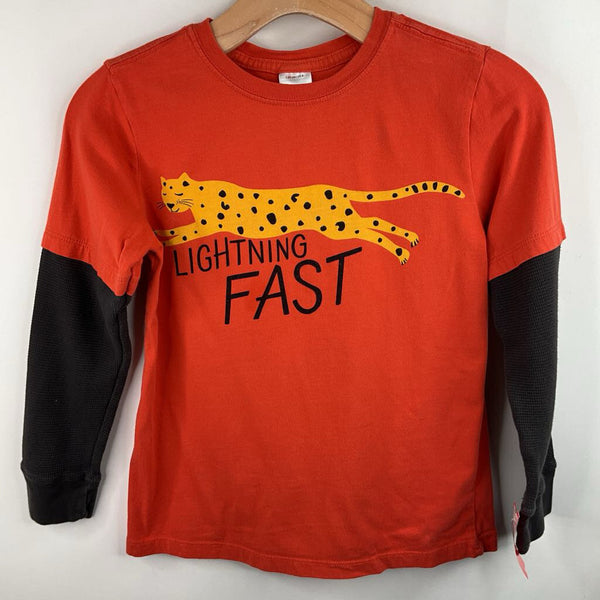 Size 8 (130): Hanna Andersson Orange Cheetah Print Long Sleeve Shirt