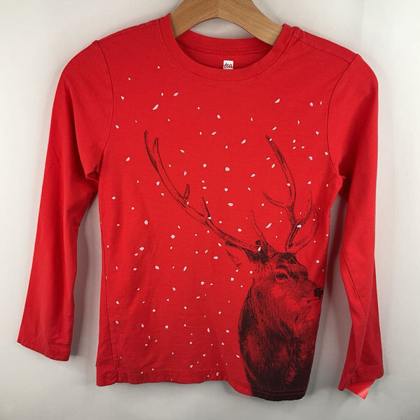 Size 12: Tea Red Deer Print Long Sleeve Shirt