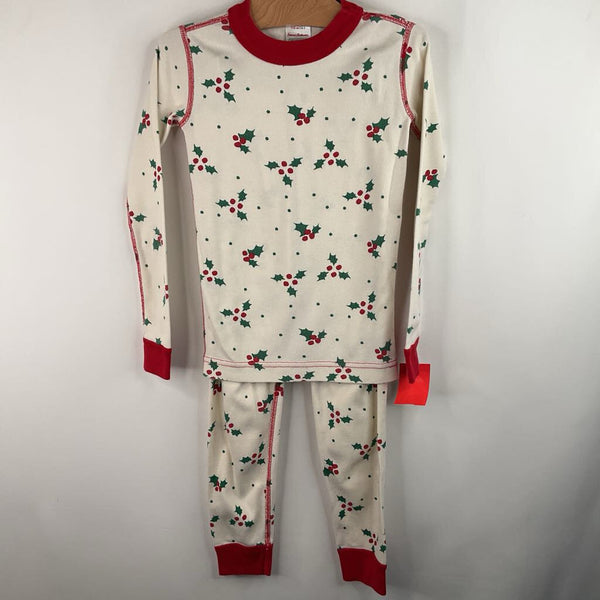 Size 5 (110): Hanna Andersson White Mistle Toe Print 2pc PJs